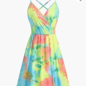 Tie Dye Muticolor Spaghetti Strap Dress